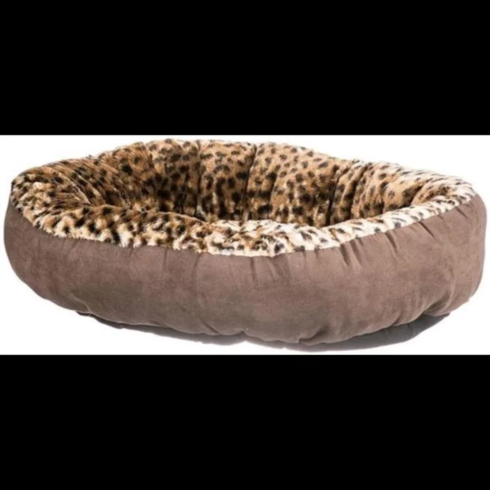 Pet Round Animal Print Pet Bed for Small Dogs and Cats 18-inch by 18-inch